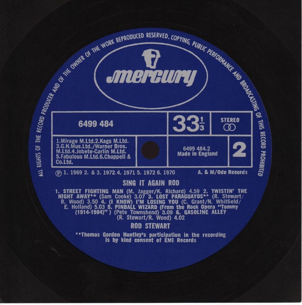 original label Side B, Stewart, Rod - Sing It Again Rod +5